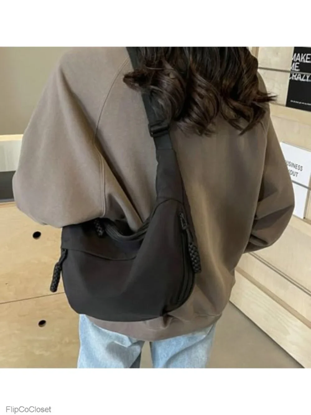 Waterproof Nylon Crescent Hobo Shoulder Bag Crossbody Purse